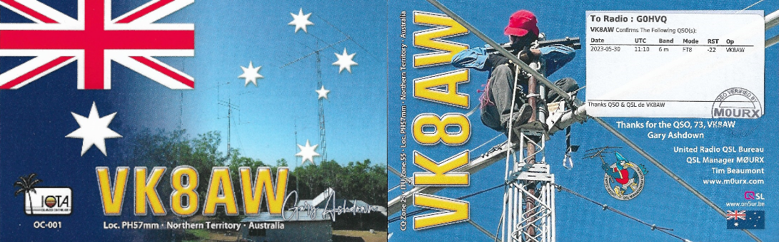 G0HVQ 6m qsl