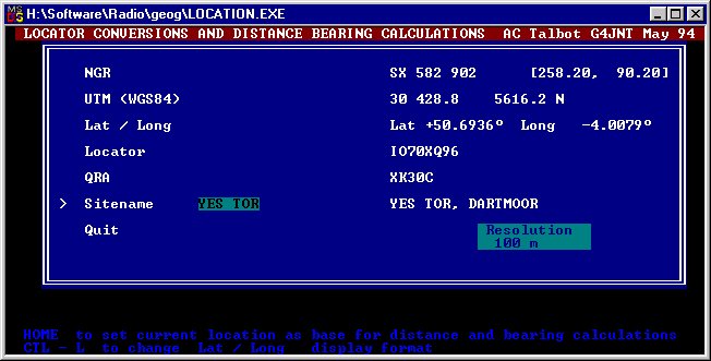 Screenshot of Location.exe from Yes Tor, Dartmoor