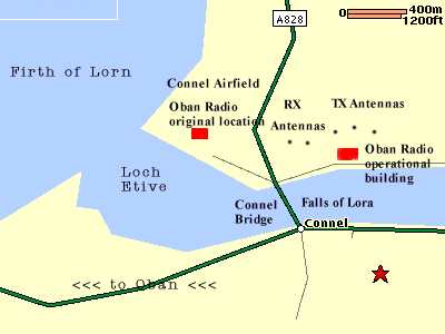 Map showing GNE locations - UK maritime coast radio stations oban radio gne