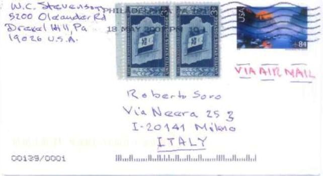 Envelope sent by WPE3AZC