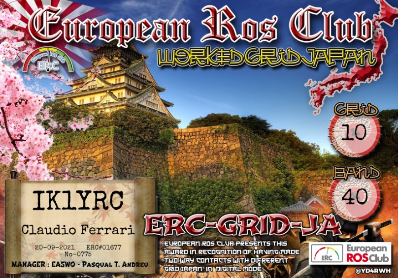 AWARD ERC EUROPEAN ROS CLUB from the world