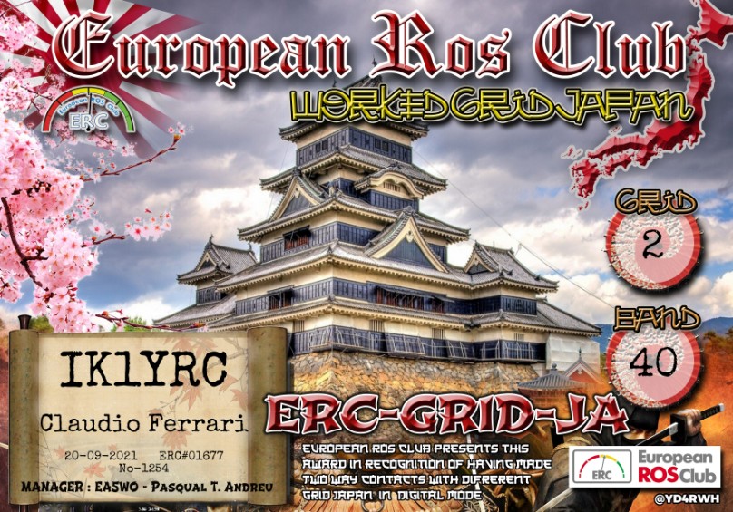 AWARD ERC EUROPEAN ROS CLUB from the world