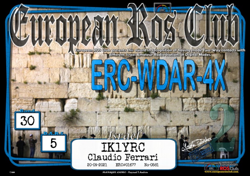 AWARD ERC EUROPEAN ROS CLUB from the world