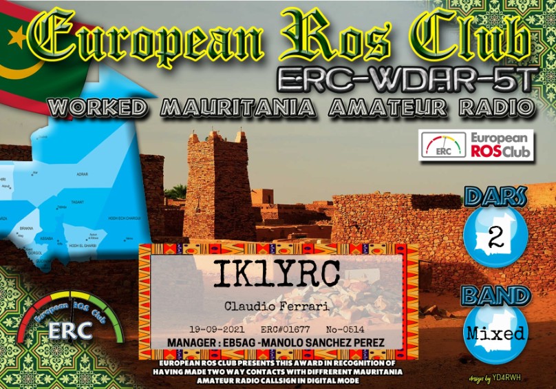 AWARD ERC EUROPEAN ROS CLUB from the world 2