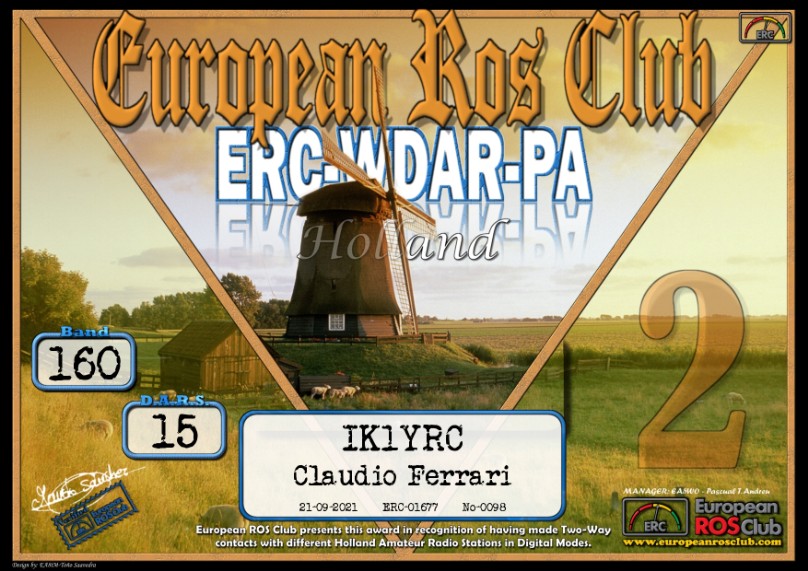 AWARD ERC EUROPEAN ROS CLUB from the world 3