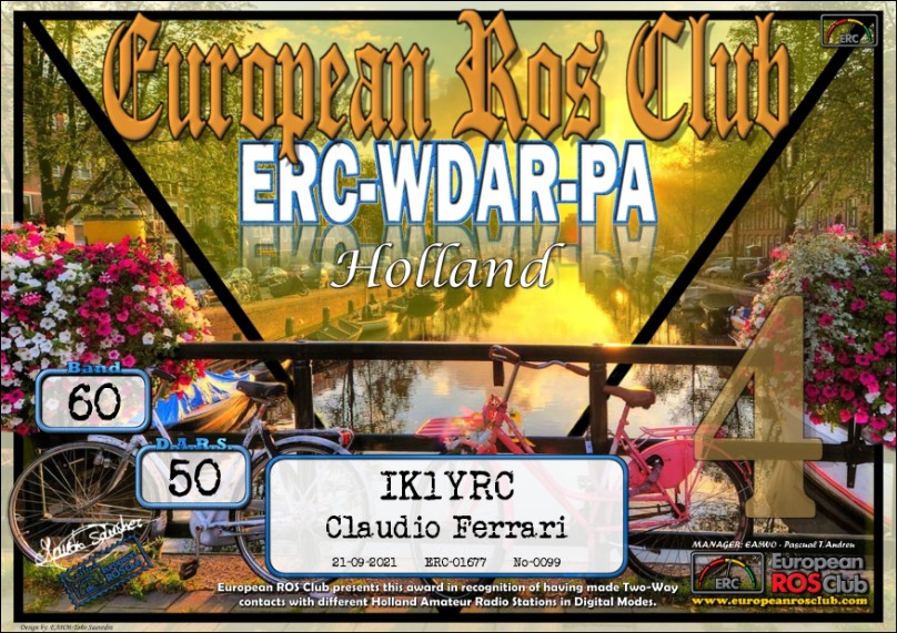 AWARD ERC EUROPEAN ROS CLUB from the world 3