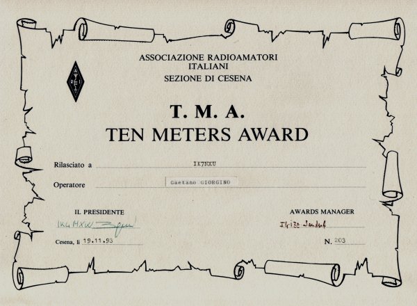 TEN METERS AWARD