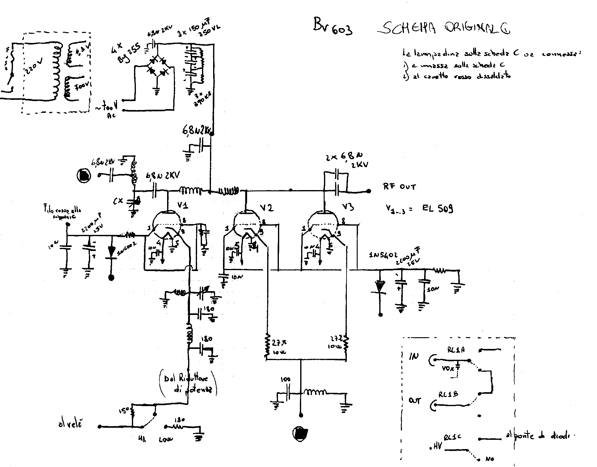 schema elettrico dell'amplificatore originale