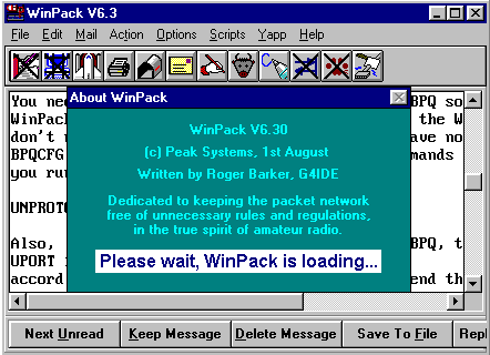 winpack starting window