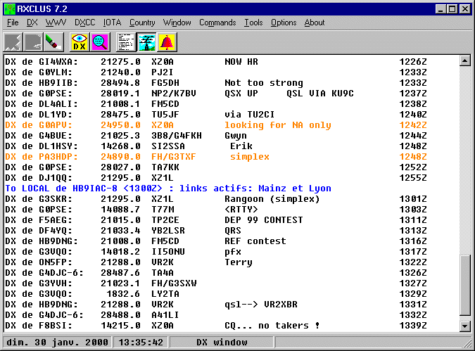 RXcluster main window