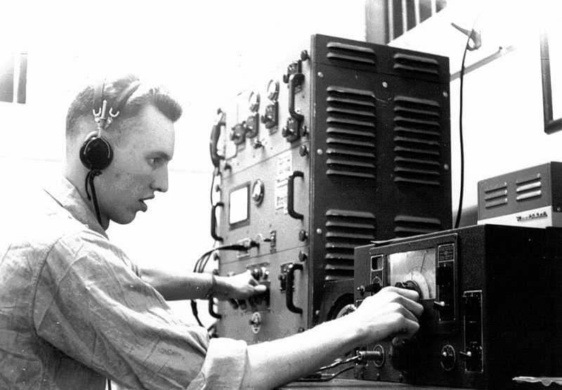 K6NCG - Al Parks, K7VGW, operating the two meter position 1963