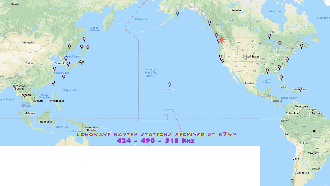 LW NAVTEX on 424/490/518 Khz received.