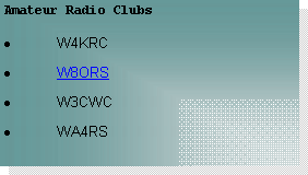 Text Box: Amateur Radio ClubsW4KRCW8ORSW3CWCWA4RS