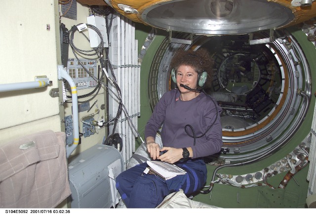 Susan Helms onboard ISS at the radio station