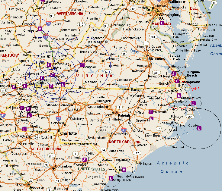 Echolink/eQSO VirginiaNorth Carolina RF links