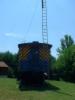 One end of the caboose.  The extension ladder was lashed to the caboose's ladder with rope.