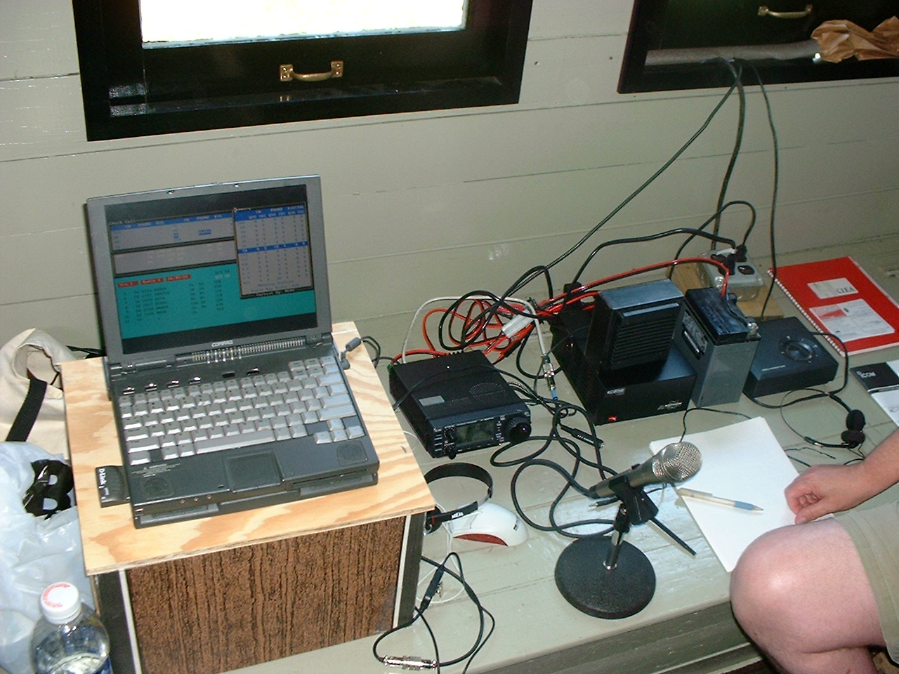 The 6M station.  The sealed motorcycle battery was ran in parallel with the power supply to avoid power interruption.