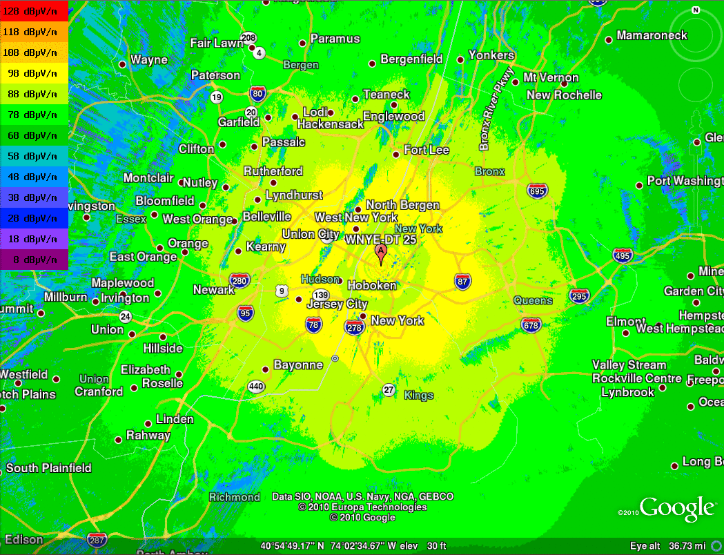 SPLAT! Google Earth Signal Strength Contours