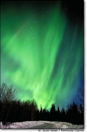 February 14, 2000: Rays of light from Aurora Borealis-- Kenai, Alaska 