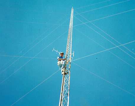 Ben climbing the tower.