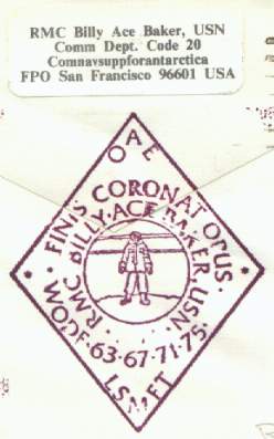 Close-up of Billy-Ace Baker personal cachet and return address label.