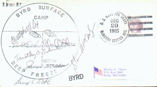 Byrd surface camp with multiple signatures.