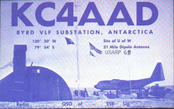QSL card from KC4AAD, Byrd Station, Antarctica