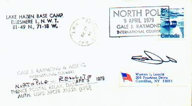 Scan of cover from the Wheeler Polar expedition, serviced by Gale J. Raymond.