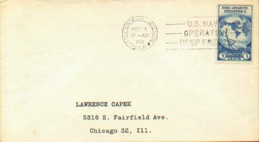 1956 Little America cover with machine cancel, no cachet.