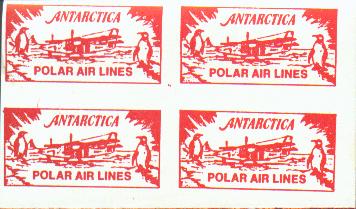 Cinderella labels for Antarctica Polar Air Lines, red and white.