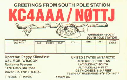 KC4AAA QSL card from South Pole Station.