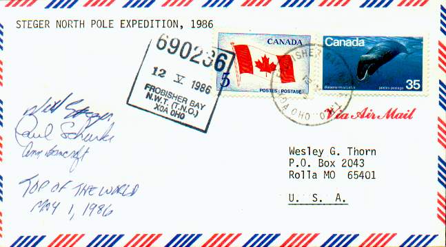 Scan of cover from the Will Steger North Pole Expedition, 1986.