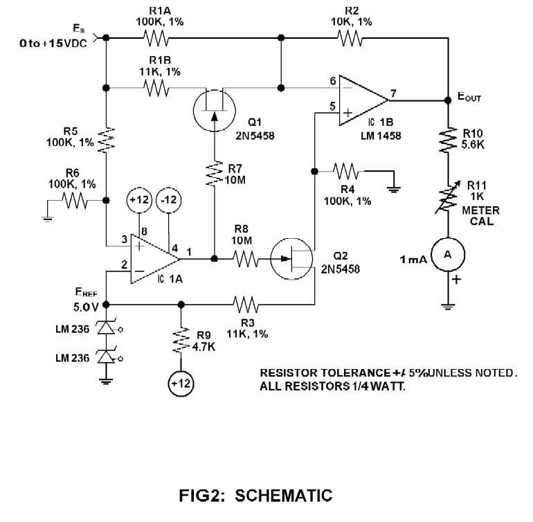 Expanded scale voltmeter schematic