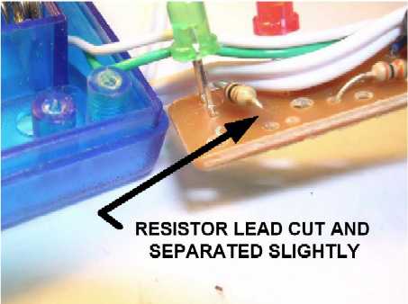 Cutting the green led resistor.