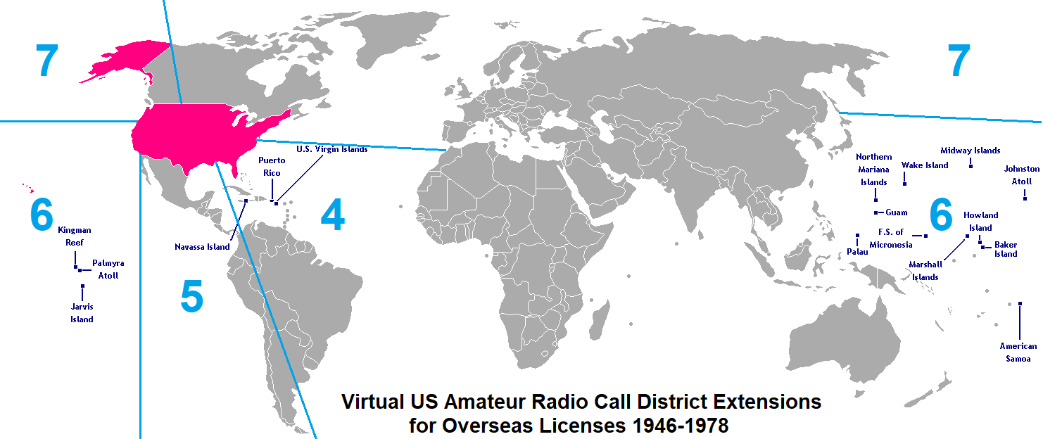 Virtual US Amateur Radio Call
                  District Extensions for Overseas Licenses 1946-1978
