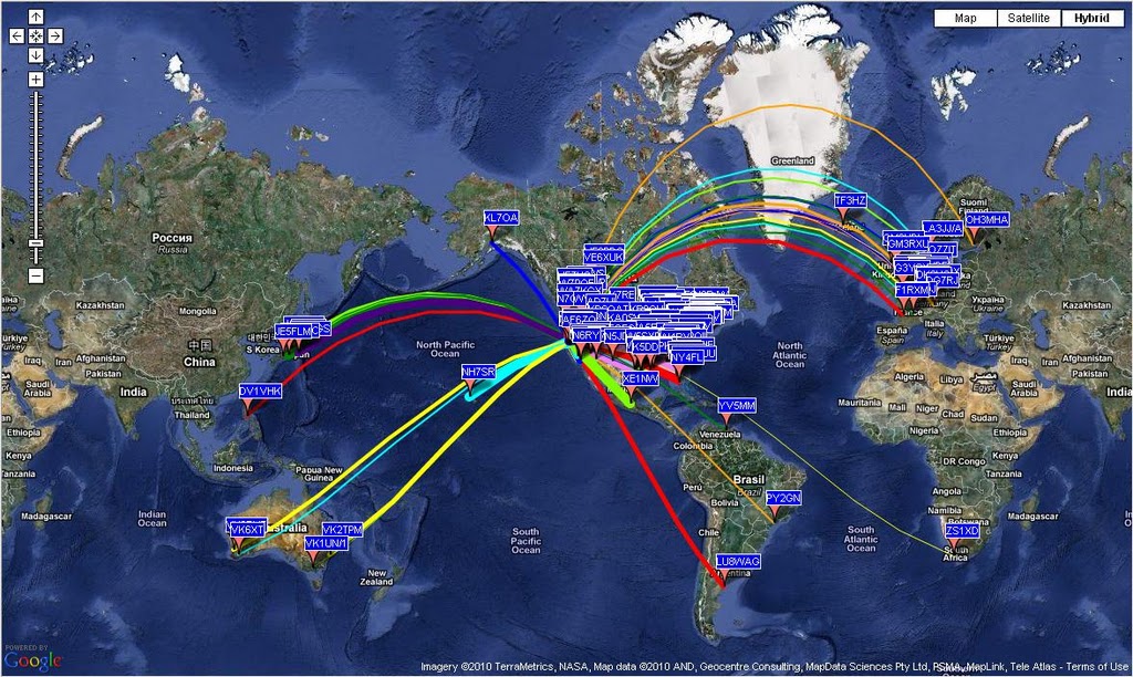 Within 12 hours
                    on 10 November 2010, the horizontal loop antenna
                    yielded confirmed contacts on 6 continents using 5
                    watts with WSPR mode on 7 and 14 MHz.