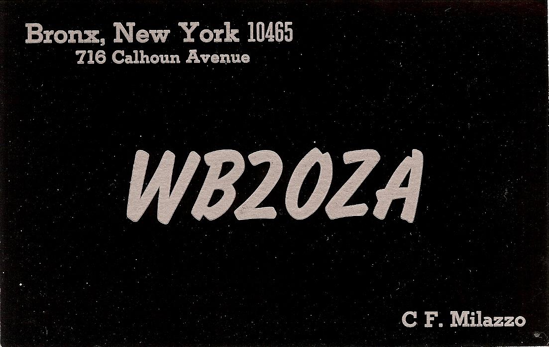 WB2OZA QSL ca. 1970