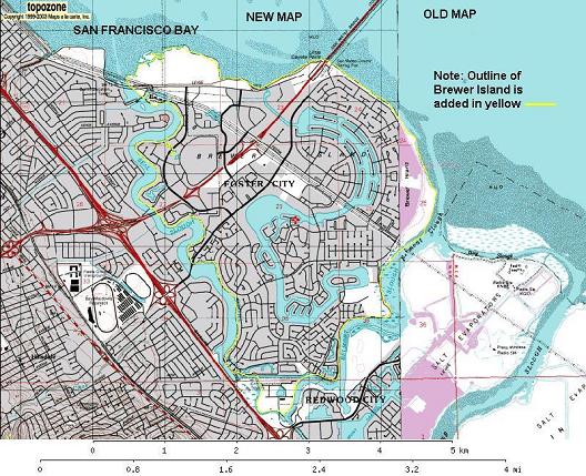 CLICK: ZOOM Brewer Island Outlined in Yellow on Topo