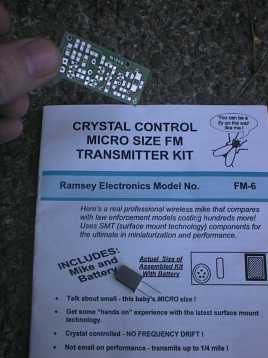 miniature VHF transmitter kit (Ramsey Electronics)