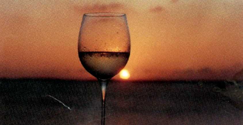 wine glass at sunset