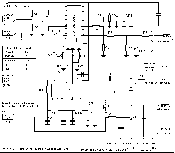 Schaltplan mit XR2211