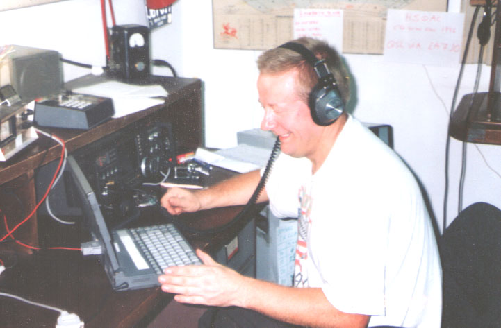 ContestLA7JO - Stig running the pileup-station at HS0AC in the CQWWCWDX , November 1996.