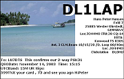 DL1LAP_20031114_1515_15M_PSK31