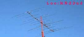 My antena - 5 el. Yagi for 28 MHz, 5 el. Yagi for 50 MHz and 4 el. Yagi for 21 MHz: boom -10 m:
LOCATOR: KN23UD   