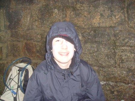 Jimmy MI3EYP/P in the shelter in the Mourne Wall