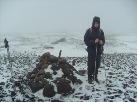 Jimmy at the true summit of Kinder Scout