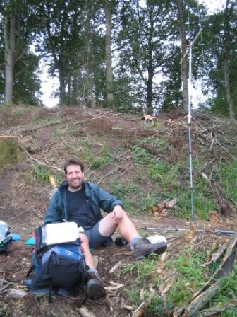 Tom at the chosen activating spot on Aconbury Hill