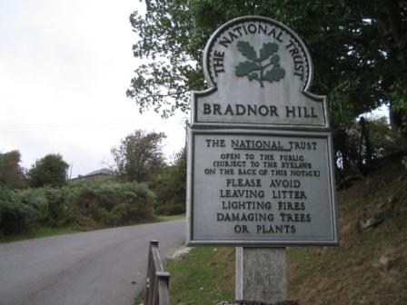 National Trust sign on access road up Bradnor Hill