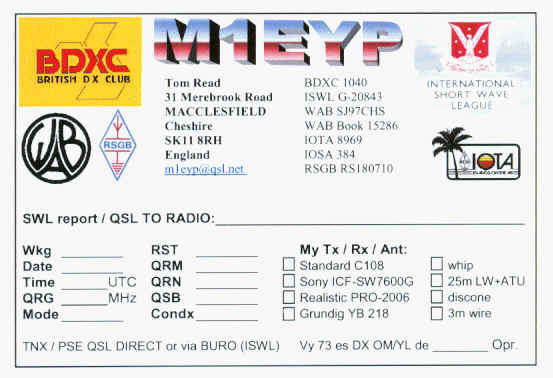 M1EYP QSL / SWL card