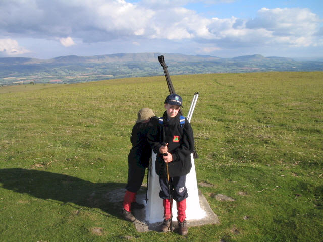 Jimmy and Liam at the summit of The Begwns